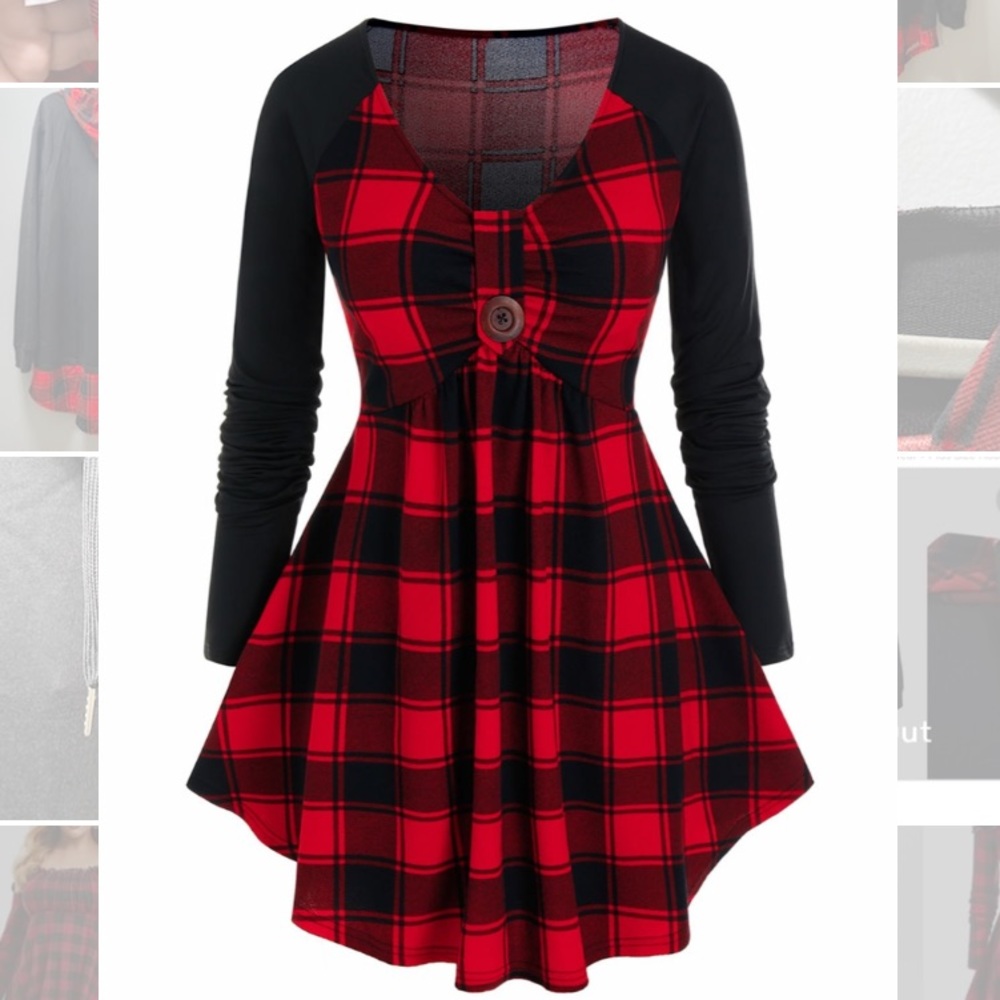 NWT Rosegal 3X Black/Red Plaid Top